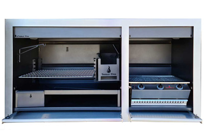 1650 mm Professional Combination braai with S/S Facade & Chad-o-Chef 3Burner Sizzler